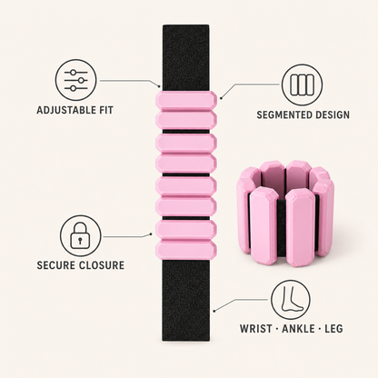 MOVAIRA Wearable Ankle & Wrist Weights for Women — 2 (1LB) Silicone Pilates Bracelet